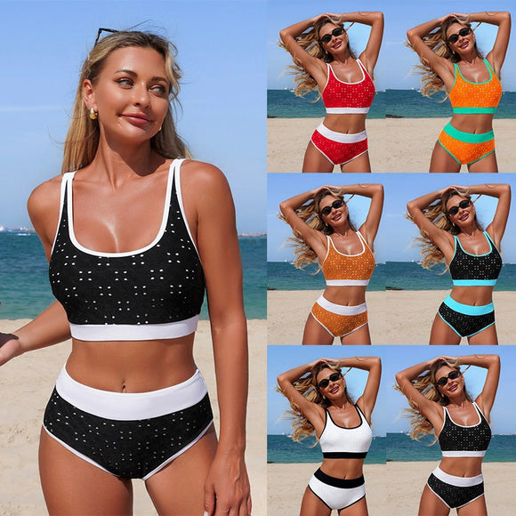 Bikini Dos Piezas con Detalles Recortados Estilo Europeo