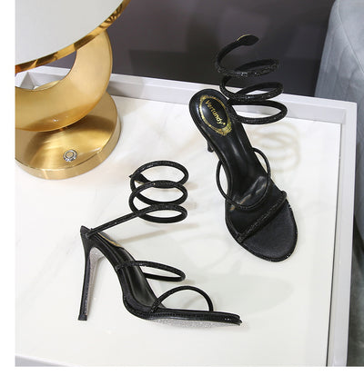 Sandalias Stiletto con Tiras al Tobillo y Cristales Brillantes para Mujer - Image 28