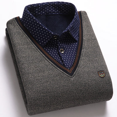 Suéter para Hombre con Cuello Falso de Dos Piezas - Image 8
