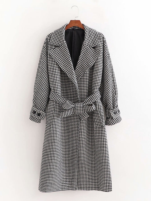 Abrigo de Lana a Cuadros para Mujer - Elegancia Ejecutiva