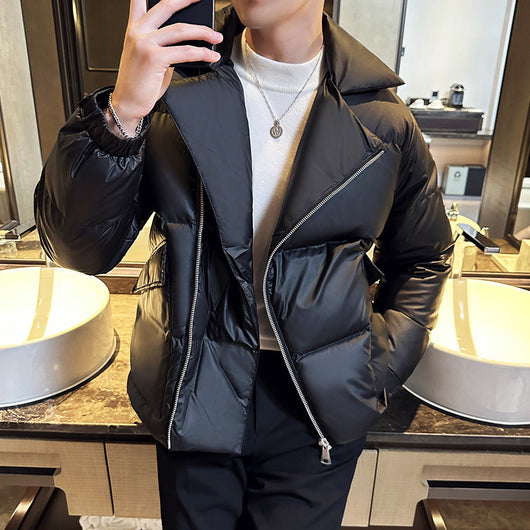 Chaqueta Acolchada de Plumas para Hombre con Cuello Clásico - Image 7