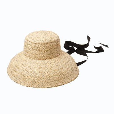 Sombrero de Rafia Tejido a Mano con Ala Ancha Retro y Cintas Ajustables - Image 6