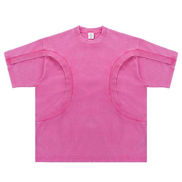 Camiseta Suelta de Cuello Redondo con Detalles de Deconstrucción - Diseño Europeo Minimalista - Image 6