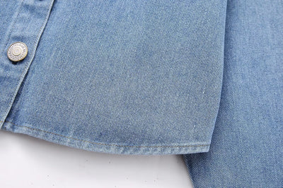 Camisa Denim Corta con Strass de Manga Larga - Image 5