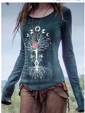 Blusa Suelta con Escote V y Estampado - Manga Larga - Image 2