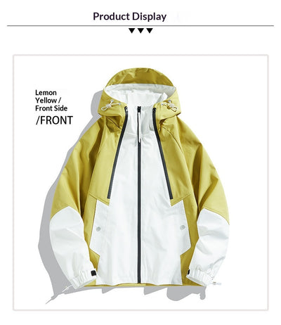 Chaqueta Bomber Impermeable y Cortavientos para Parejas - Diseño Color Block Casual - Image 14