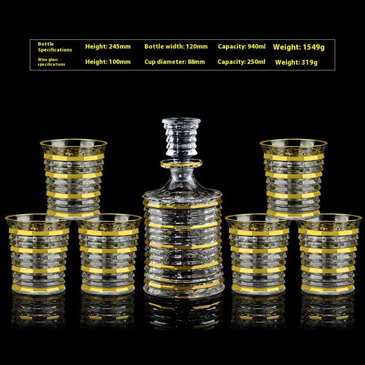 Juego de Copas de Cristal para Whisky y Vino con Detalles Dorados - Image 21