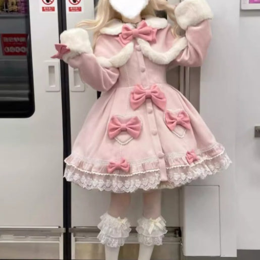 Abrigo de Invierno para Mujer con Moño Adorable