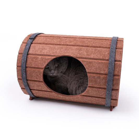 Cama para Mascotas Tipo Barril de Vino con Tablero de Fieltro - Image 2