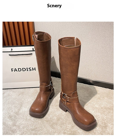 Botas Martin de Cuero Genuino con Tacón Robusto y Hebilla Retro para Mujer - Image 15
