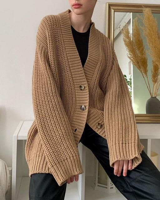Cardigan Suelto Cuello V para Mujer - Otoño e Invierno