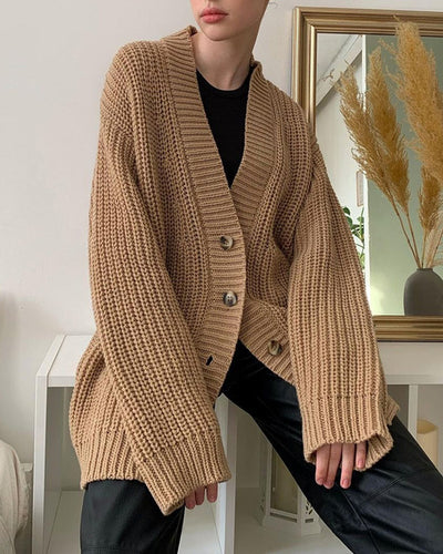 Cardigan Suelto Cuello V para Mujer - Otoño e Invierno