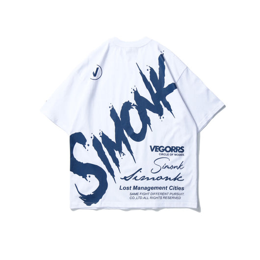Playera de Algodón con Estampado de Letras Graffiti Hip-hop para Hombre - Image 3