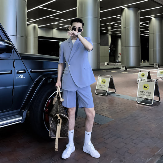 Conjunto de Shorts y Playera de Color Sólido para Hombre - Estilo Moderno y Versátil - Image 11