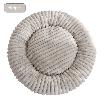 Cama Acolchada Redonda para Mascotas con Diseño de Rayas - Image 7