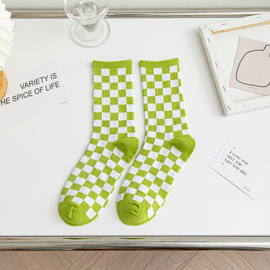 Calcetines Tubo Estilo Ajedrez para Mujer - Image 9