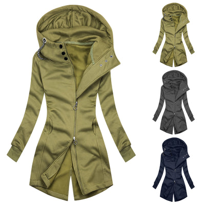 Sudadera con Capucha Casual Bicolor para Mujer con Cierre Deslizante Doble - Image 8