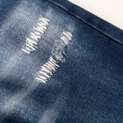Pantalones Rectos Largos para Hombre con Detalles Deshilachados en Blanco - Image 3