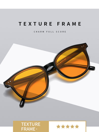 Jelly yellow frame sunglasses with green lenses, featuring a rounded cat-eye shape for UV protection and fashion. - Image 26