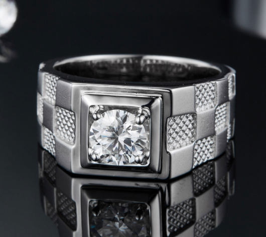 Anillo de Plata S925 con Moissanita de 1 Quilate para Hombre - Image 6
