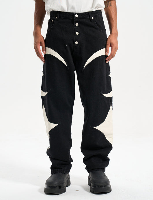 Pantalones Casuales Patchwork de Cuero con Contraste de Colores - Image 5