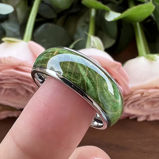 Anillo para Hombre con Veta de Madera Verde Elegante - Image 10