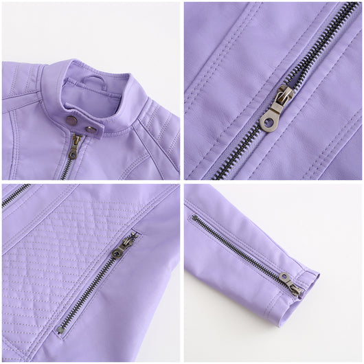 Chaqueta de Cuero para Mujer con Cuello Alzado - Estilo Casual - Image 24