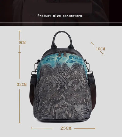 Mochila de Cuero Curtido al Vegetal con Grabado Vintage en Piel de Res - Image 10
