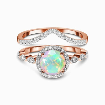 Anillo de Piedra Luna Onda Oro Rosado para Mujer - Image 6