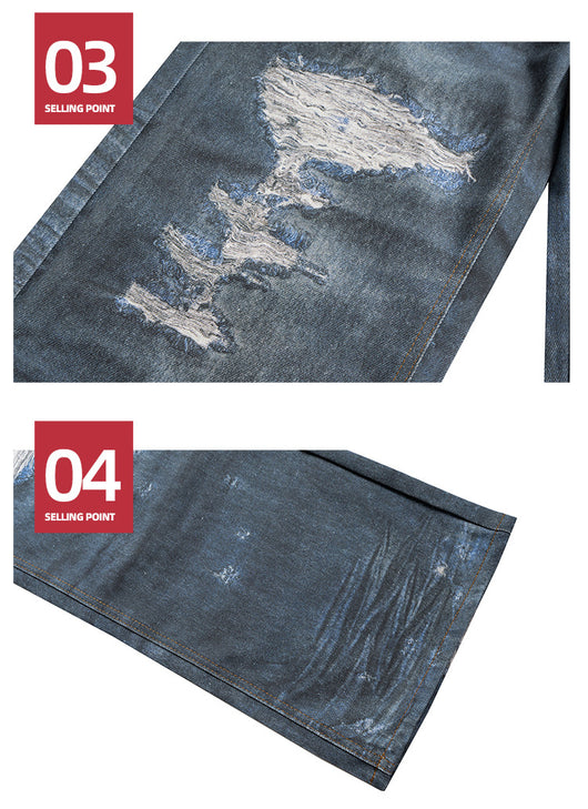 Pantalones Rectos Desgastados con Efecto Vintage para Hombre y Mujer - Image 8