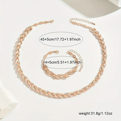 Juego de Collar y Pulsera de Hoja de Cristal con Rhinestones - Joyería Elegante para Mujer - Image 13