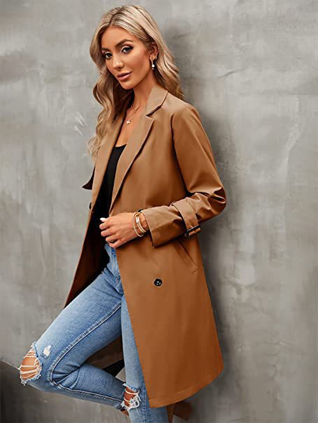Abrigo Elegante Doble Fila Ajustado para Mujer - Image 11