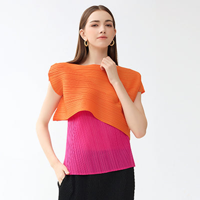 Blusa de Moda Asimétrica con Combinación de Colores para Primavera y Otoño - Image 3