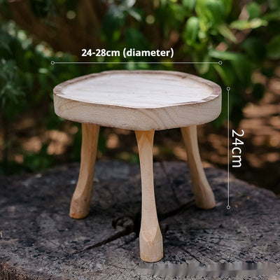 Taburete Bajo Retro de Madera Maciza con Almacenamiento - Image 5