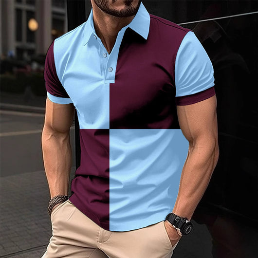 Polo Deportivo Casual Hombre con Cuello Vuelto y Costuras Bicolor - Image 3