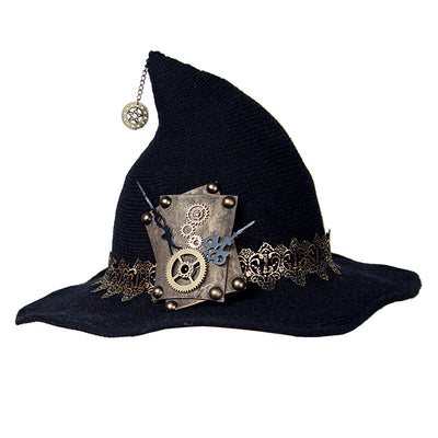 Sombrero Bruja Steampunk Negro Tejido en Lana para Halloween, Mascarada y Cosplay - Image 3