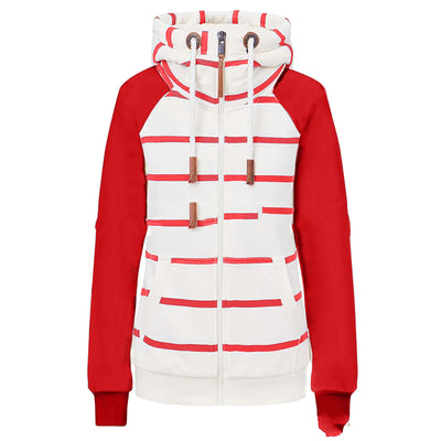 Sudadera con Capucha a Rayas y Cierre Frontal para Mujer - Image 12