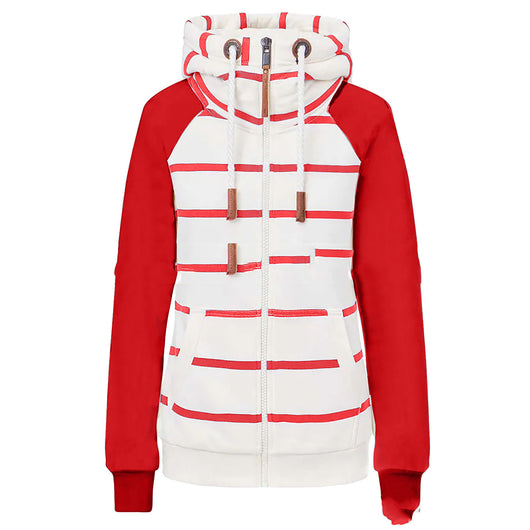 Sudadera con Capucha a Rayas y Cierre Frontal para Mujer - Image 12