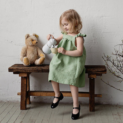 Vestido Lino Niña Verano Suelto con Tirantes - Image 11