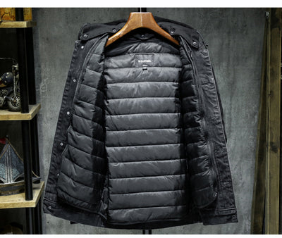 Chaqueta de Mezclilla Hombre Suelta Acolchada con Forro Desmontable - Image 8