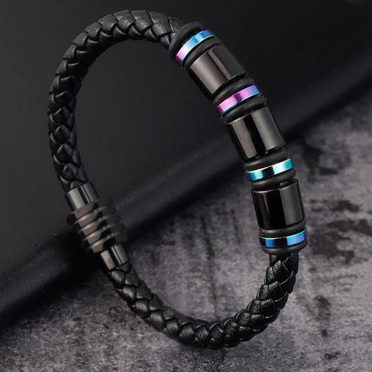 Pulsera de Acero Titanio y Cuero para Hombre - Diseño Minimalista - Image 7