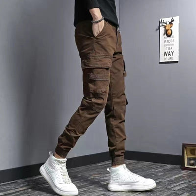 Pantalones de Trabajo Slim Fit Café con Elástico para Hombre - Image 5