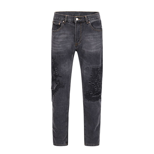Jeans Lavados con Costuras de Tinta Splash - Diseño Trendy