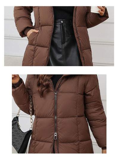 Abrigo Acolchado Largo con Capucha para Mujer - Image 18