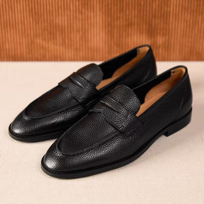 Mocasín Clásico Británico en Cuero Granulado Litchi para Hombre