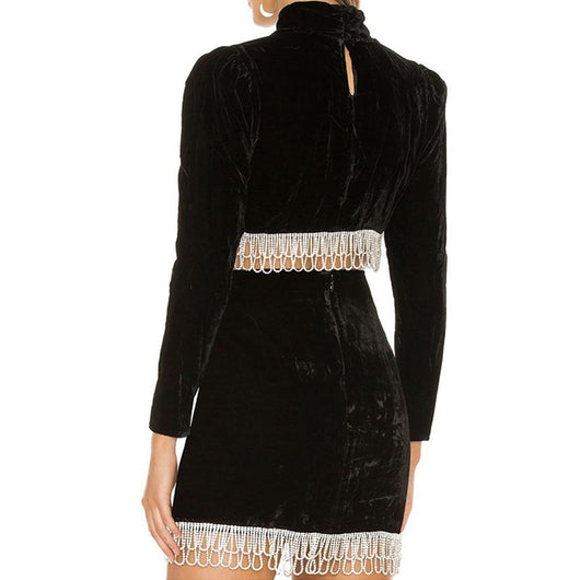 Blusa Ante Cuello Alto con Flecos y Falda Cadera - Image 19