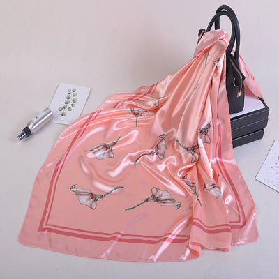 Pañuelo de Seda Estampado Flores - Velo Musulmán Elegante - Image 10
