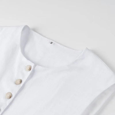 Versatile Buttons Design Round Neck Vest Top