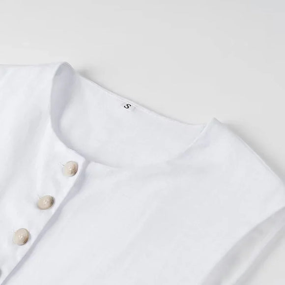 Versatile Buttons Design Round Neck Vest Top