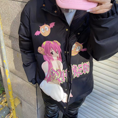 Chaqueta Acolchada Unisex con Cuello Alto y Estampado Loli - Image 8